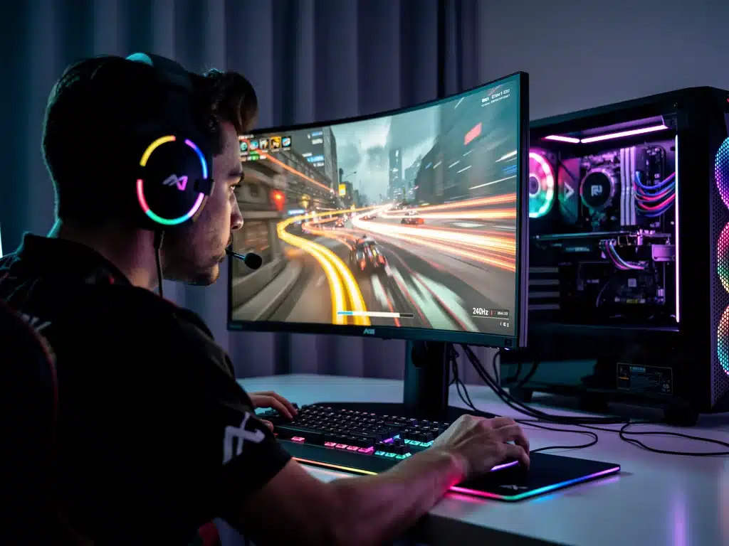 Gamer experiencing high-refresh-rate display with no motion blur.