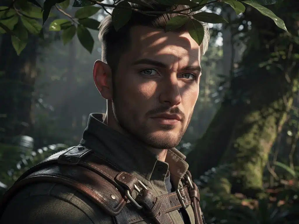 Detailed character model rendered with path tracing in a game