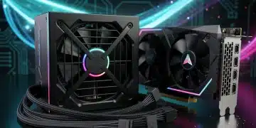 Alimentatore ATX 3.1 di ultima generazione con cavi modulari e GPU ad alte prestazioni per PC gaming 2026.
