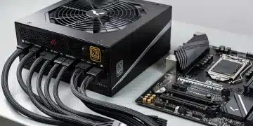 Alimentatori Modulari 850W+: Guida Completa per il PC del 2026 Alimentatore modulare da 850W con certificazione 80 Plus Gold, cavi ordinati e scheda madre di un PC gaming del 2026.