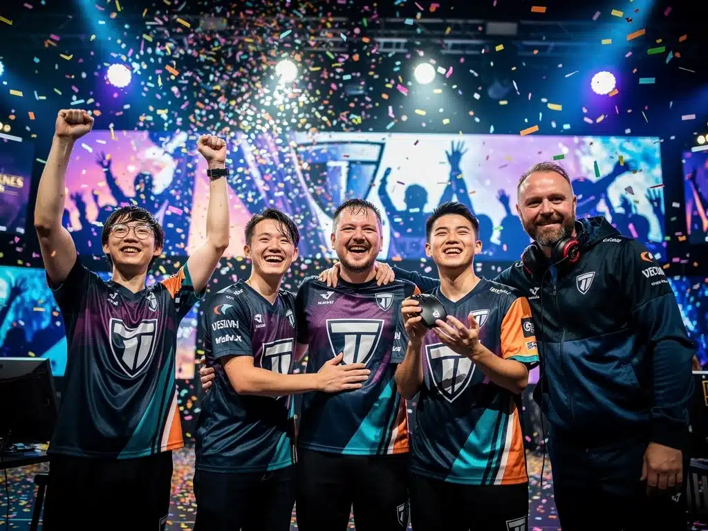 Squadra di League of Legends che celebra una vittoria in una competizione italiana.