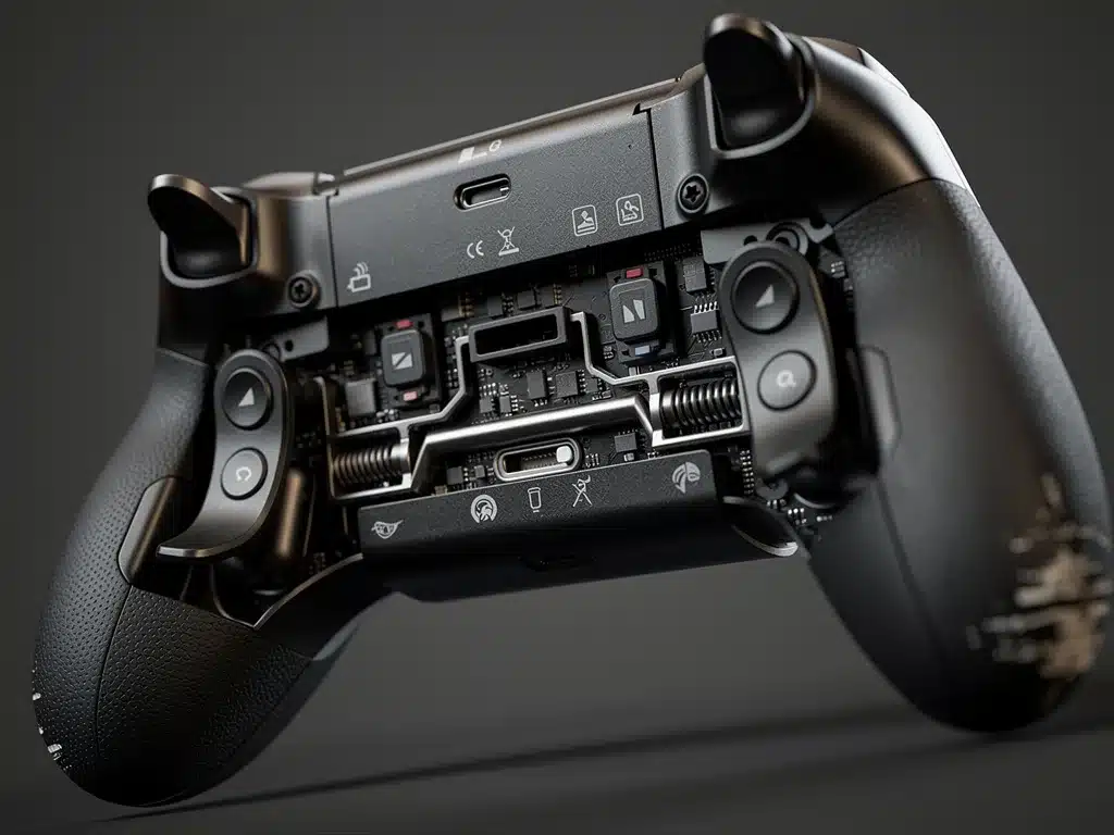 Dettaglio dei paddle posteriori e pulsanti rimappabili di un controller professionale, evidenziando le opzioni di personalizzazione avanzate.