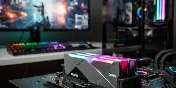 DDR5-6000MHz RAM module glowing on a gaming motherboard