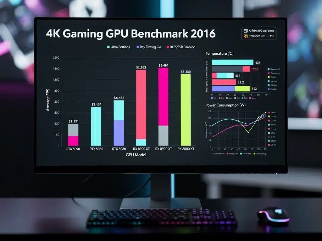 Grafico comparativo di benchmark che mostra le prestazioni delle schede grafiche in gaming 4K.