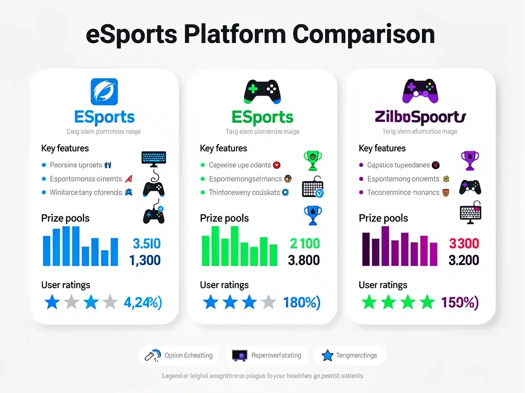 Grafico comparativo delle caratteristiche e dei montepremi delle principali piattaforme di tornei eSports in Italia.