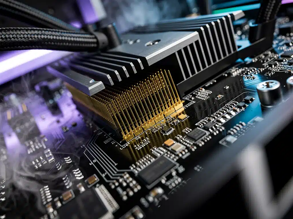 Dettaglio di una CPU o GPU di fascia alta, simbolo dell'innovazione tecnologica che guiderà il PC Gaming Italia 2026.