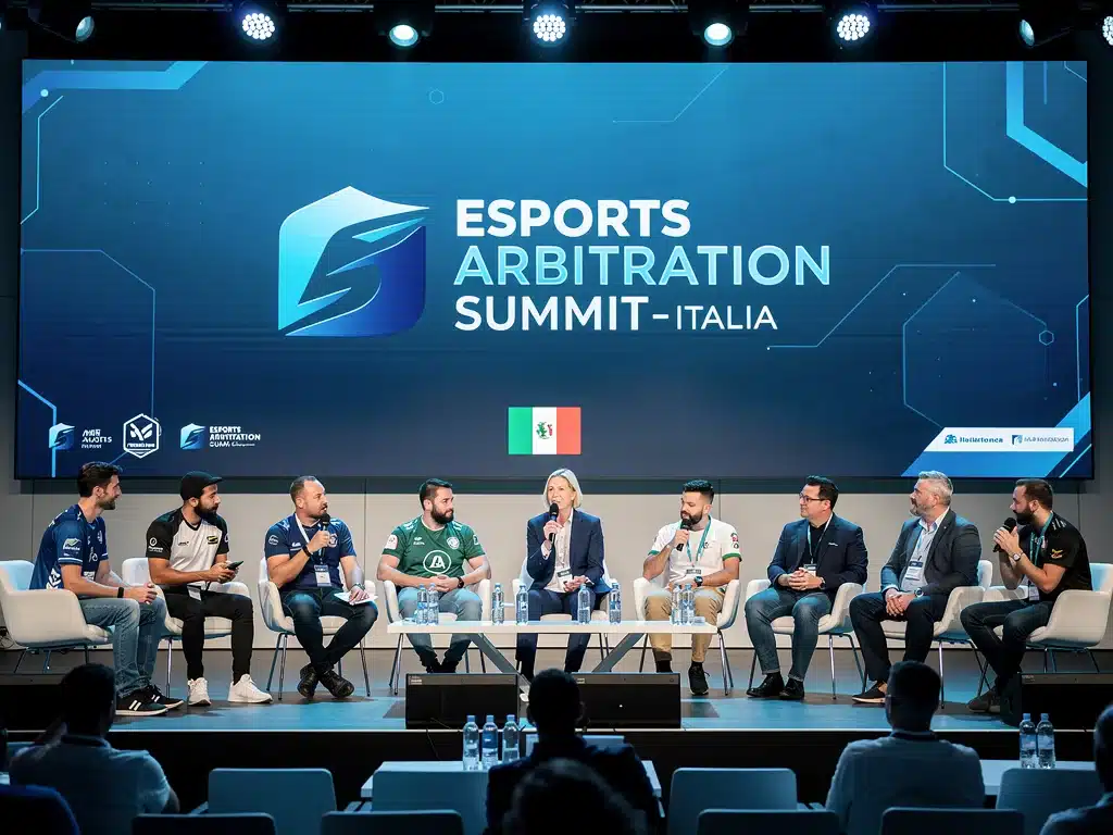 Panel di discussione con giocatori e organizzatori di tornei eSports sulle nuove normative arbitrali in Italia.