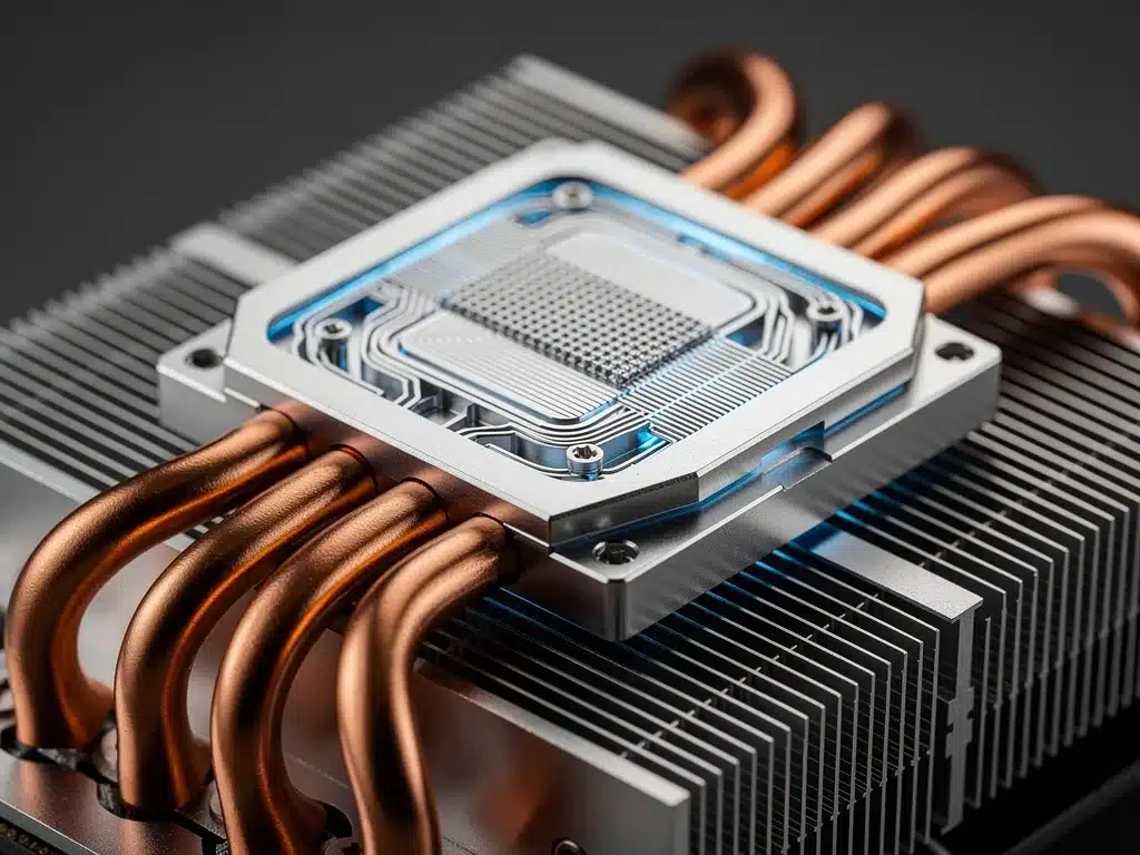 Sistema di raffreddamento a camera di vapore di nuova generazione per GPU, con heat pipe visibili