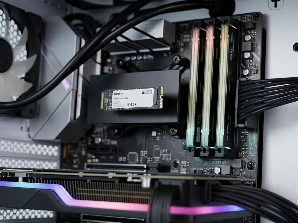 SSD NVMe installato in un PC desktop ad alte prestazioni